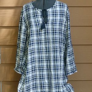 MADEWELL CHECKERED TUNIC DRESS WITH POCKETS SZ LG
